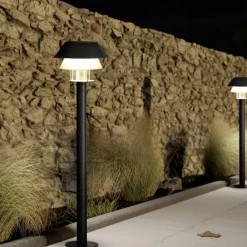 Lampioni Da Giardino-Selezionato da Mazzolaluce Lampione da esterno giardino h80 cm nero vetro ip65