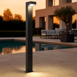 Lampioni Da Giardino-Selezionato da Mazzolaluce Lampione da esterno grafite squadrato led 13w 3000k ip65