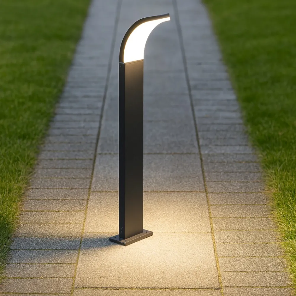 Lampioni Da Giardino-Selezionato da Mazzolaluce Lampione da esterno moderno 90cm design curvo led 15w 3000k