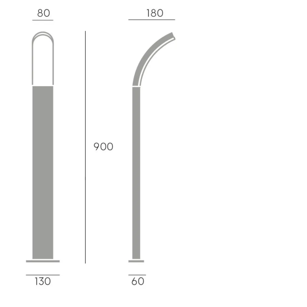 Lampioni Da Giardino-Selezionato da Mazzolaluce Lampione da esterno moderno 90cm design curvo led 15w 3000k