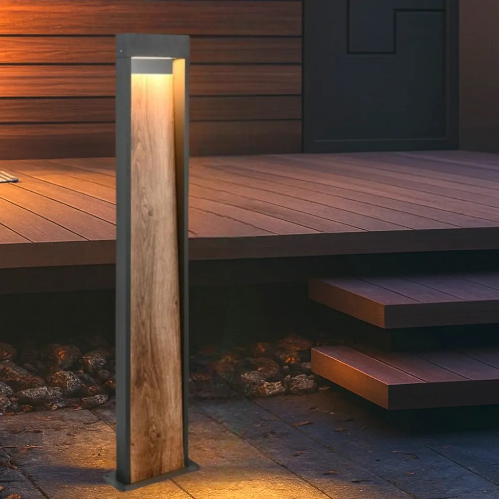 Lampioni Da Giardino-Selezionato da Mazzolaluce Lampione da giardinoantracite moderno effetto legno led 11w 3000k