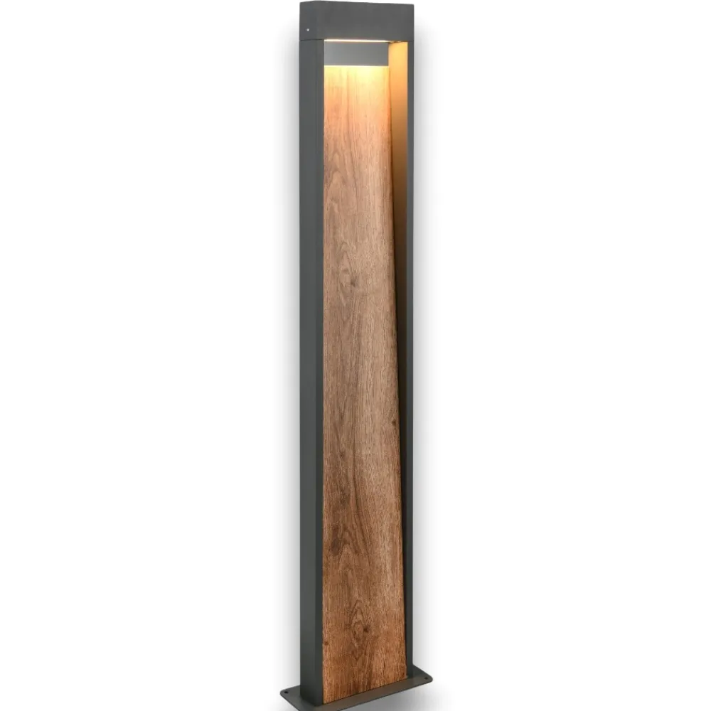 Lampioni Da Giardino-Selezionato da Mazzolaluce Lampione da giardinoantracite moderno effetto legno led 11w 3000k