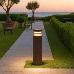 Lampioni Da Giardino-Ideal Lux Lampione da giardino boeing pt h040 marrone led 14w 3000k