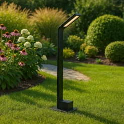 Lampioni Da Giardino-Selezionato da Mazzolaluce Lampione da giardino design sottile nero led 7w 3000k moderno