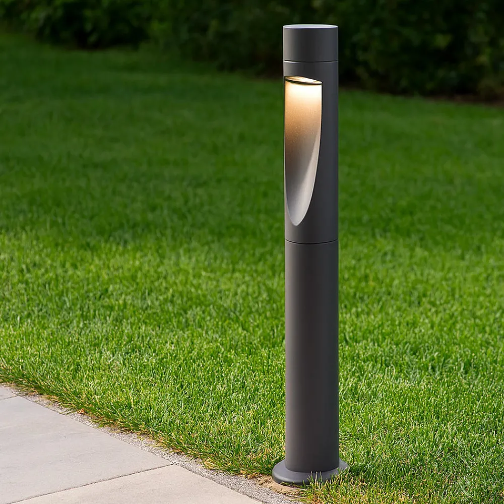 Lampioni Da Giardino-Selezionato da Mazzolaluce Lampione da giardino grafite cilindro moderno 90cm led 15w 3000k ip66