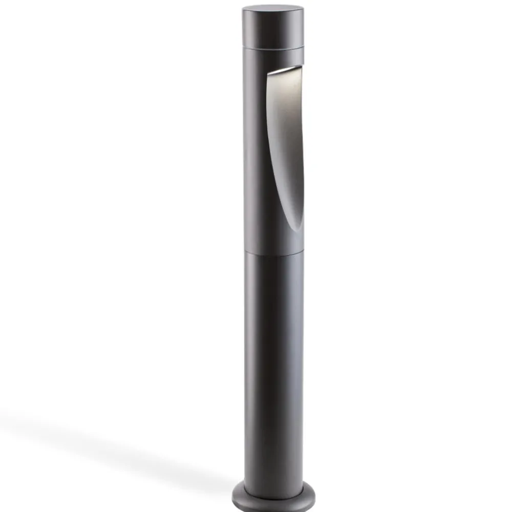 Lampioni Da Giardino-Selezionato da Mazzolaluce Lampione da giardino grafite cilindro moderno 90cm led 15w 3000k ip66