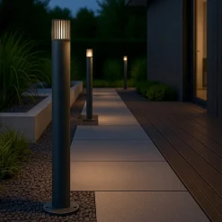 Lampioni Da Giardino-Selezionato da Mazzolaluce Lampione da giardino grigio antracite cilindro moderno e27 ip54