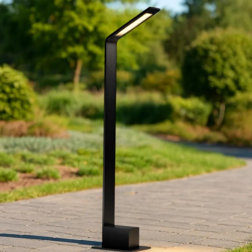 Lampioni Da Giardino-Selezionato da Mazzolaluce Lampione da giardino moderno nero led 7w 3000k