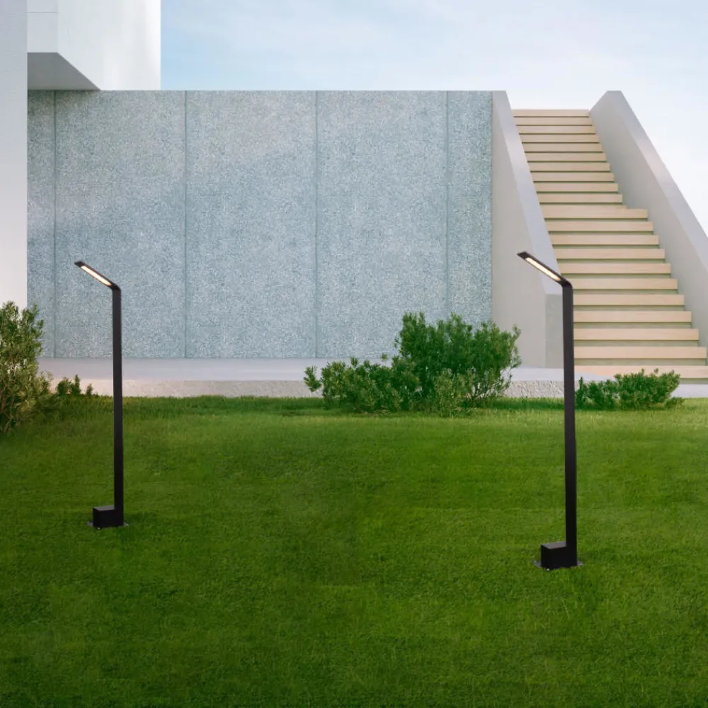 Lampioni Da Giardino-Selezionato da Mazzolaluce Lampione da giardino moderno nero led 7w 3000k