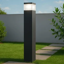 Lampioni Da Giardino-Selezionato da Mazzolaluce Lampione da giardino moderno squadrato grafite led 12w 4000k ip65