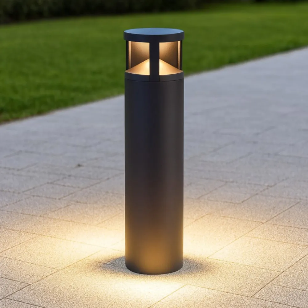 Lampioni Da Giardino-Selezionato da Mazzolaluce Lampione da giardino tubolare led 24w 3000k nero moderno