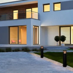 Lampioni Da Giardino-Selezionato da Mazzolaluce Lampione da giardino tubolare led 24w 3000k nero moderno
