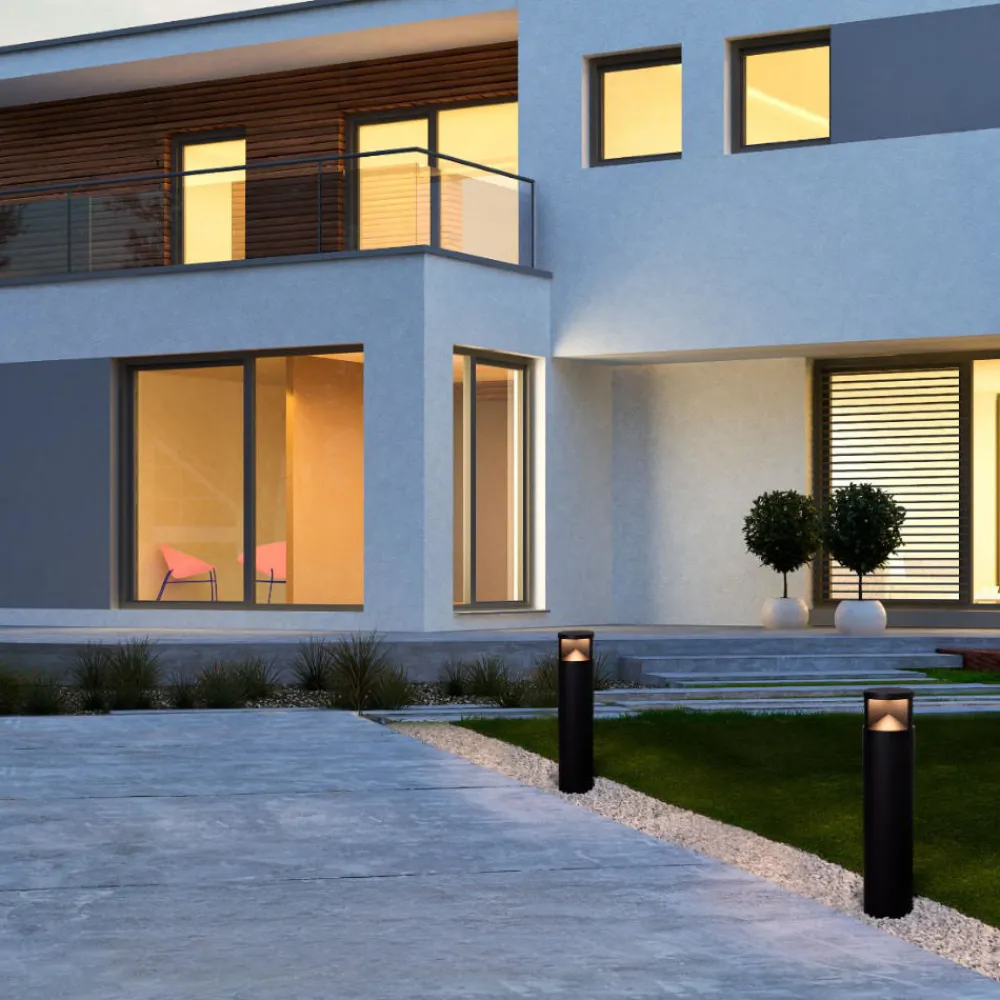 Lampioni Da Giardino-Selezionato da Mazzolaluce Lampione da giardino tubolare led 24w 3000k nero moderno