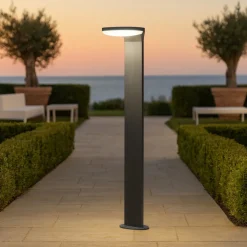 Lampioni Da Giardino-Selezionato da Mazzolaluce Lampione grigio da giardino led 3000k moderno a testa tonda