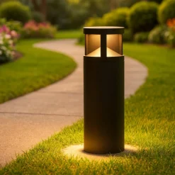 Lampioni Da Giardino-Selezionato da Mazzolaluce Lampione nero basso tubolare led 24w 3000k da giardino moderno
