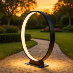 Lampioni Da Giardino-Selezionato da Mazzolaluce Lampione nero da giardino led 10w 3000k rotondo moderno