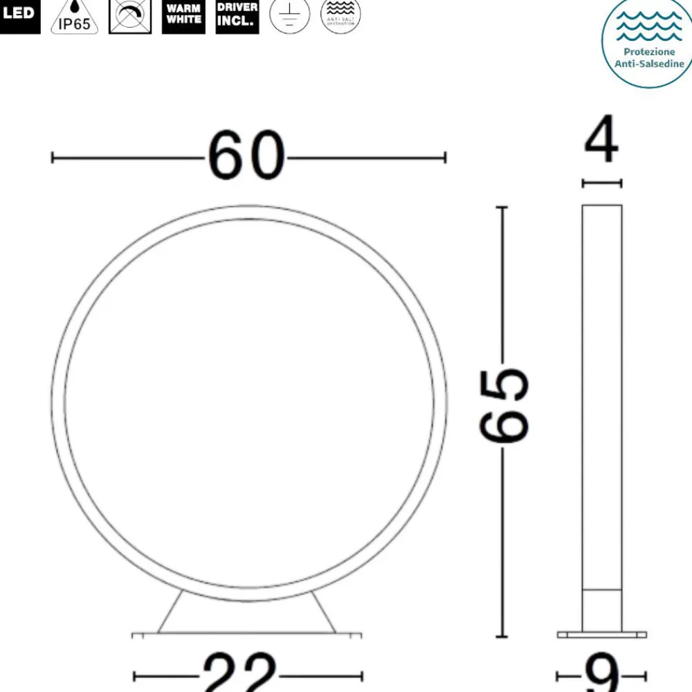 Lampioni Da Giardino-Selezionato da Mazzolaluce Lampione nero da giardino led 10w 3000k rotondo moderno