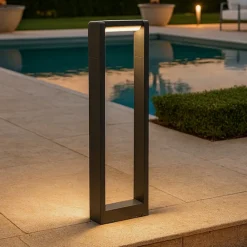 Lampioni Da Giardino-Selezionato da Mazzolaluce Lampione nero da giardino moderno led 3000k forma rettangolare