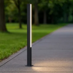 Lampioni Da Giardino-Selezionato da Mazzolaluce Lampione nero moderno rettangolare led 17w 3000k per giardino