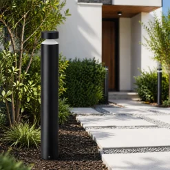 Lampioni Da Giardino-Selezionato da Mazzolaluce Lampione palo da esterno nero led 3000k ip65 nero cilindro h100 cm