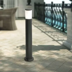 Lampioni Da Giardino-Top Light Lampione palo da giardino moderno nero anti corrosione loano