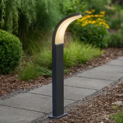 Lampioni Da Giardino-Selezionato da Mazzolaluce Lampione per esterno design curvo grafite led 15w 3000k ip65