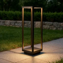Lampioni Da Giardino-Selezionato da Mazzolaluce Lampione quadrato nero moderno da giardino led 9w 3000k