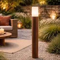 Lampioni Da Giardino-Perenz Illuminazione Lampo perenz lampione paletto da giardino h90 cm corten ip54