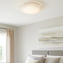 Plafoniere Moderne-Ideal Lux Lana pl3 plafoniera 40cm vetro serigrafato per camera da letto