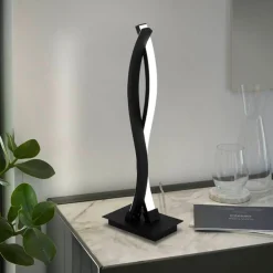 Lampade Da Tavolo-Eglo Lasana lampada da tavolo moderna nera per soggiorno