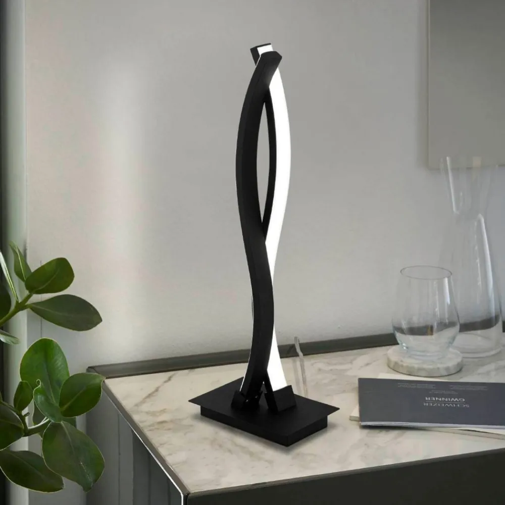 Lampade Da Tavolo-Eglo Lasana lampada da tavolo moderna nera per soggiorno