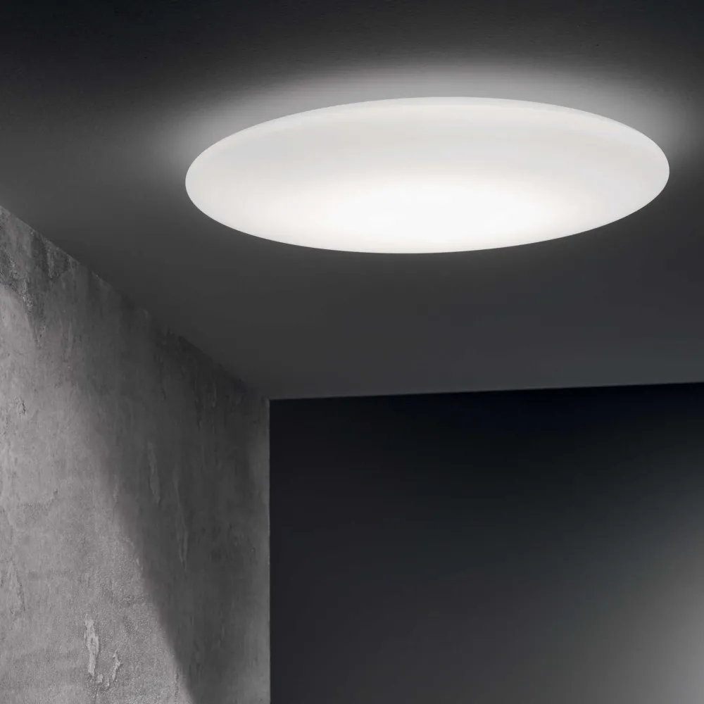 Plafoniere Moderne-Ideal Lux Level pl d40 plafoniera a led 22w 3000k ovale 40cm vetro bianco
