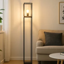 Lampade Da Terra-Eglo Libertad lampada da terra moderna rettangolare nera