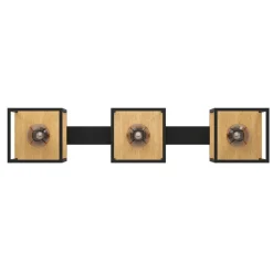 Plafoniere Moderne-Eglo Libertad plafoniera moderna nera con dettagli in legno 3 luci