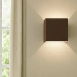 Applique Da Esterno-Life Electronics Life applique cubo da esterno led 7w 4000k marrone fp
