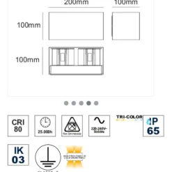 Applique Da Esterno-Life Electronics Life applique per esterno antracite 20w 3000k 4000k 5000k
