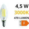 Lampadine Led-Life Electronics Life lampadina candela vetro led e14 470lm 4,5w 3000k filamento trasparente