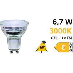 Lampadine Led-Life Electronics Life lampadina di vetro gu10 led 6,7w 3000k ottica 60 670lm cri80