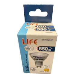 Lampadine Led-Life Electronics Life lampadina di vetro led gu10 5.5w 6500k 620lm ottica 36