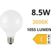 Lampadine Led-Life Electronics Life lampadina globo milky e27 8.5w 3000k 1055lm vetro bianco