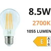 Lampadine Led-Life Electronics Life lampadina goccia e27 led 8.5w 2700k 1055lm vetro trasparente