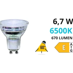 Lampadine Led-Life Electronics Life lampadina gu10 led vetro 6,7w ottica 60 6500k 670lm