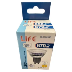 Lampadine Led-Life Electronics Life lampadina gu10 led vetro 6,7w ottica 60 6500k 670lm