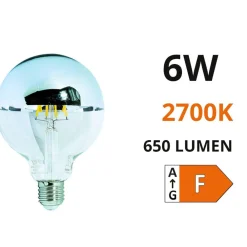 Lampadine Led-Life Electronics Life lampadina led e27 6w 2700k 650lm globo cromo vetro filamento