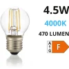 Lampadine Led-Life Electronics Life lampadina led e27 4,5w 4000k 470lm goccia vetro trasparente
