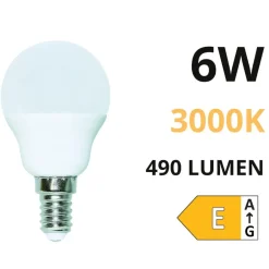 Lampadine Led-Life Electronics Life lampadina led e14 6w 3000k 490lm minisfera ottica 270