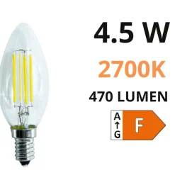 Lampadine Led-Life Electronics Life lampadina led e14 4.5w 2700k 470lm oliva trasparente fp