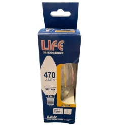 Lampadine Led-Life Electronics Life lampadina led e14 4.5w 2700k 470lm oliva trasparente fp