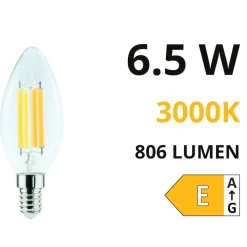 Lampadine Led-Life Electronics Life lampadina led e14 6.5w 3000k 806lm vetro trasparente filamento 320
