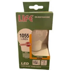 Lampadine Led-Life Electronics Life lampadina led goccia e27 8.5w 2700k dimmerabile vetro bianco